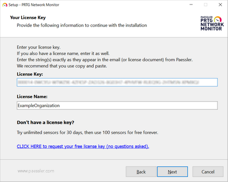 Setup Dialog: Enter License Information Setup Dialog: Enter License Information